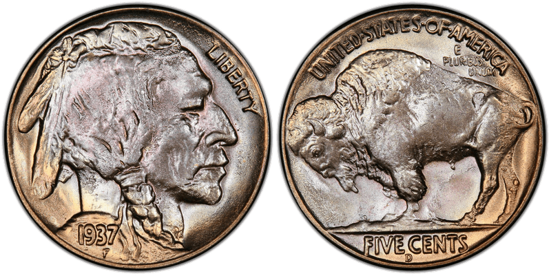 1937 (D) Buffalo Nickel - 3 Legged
